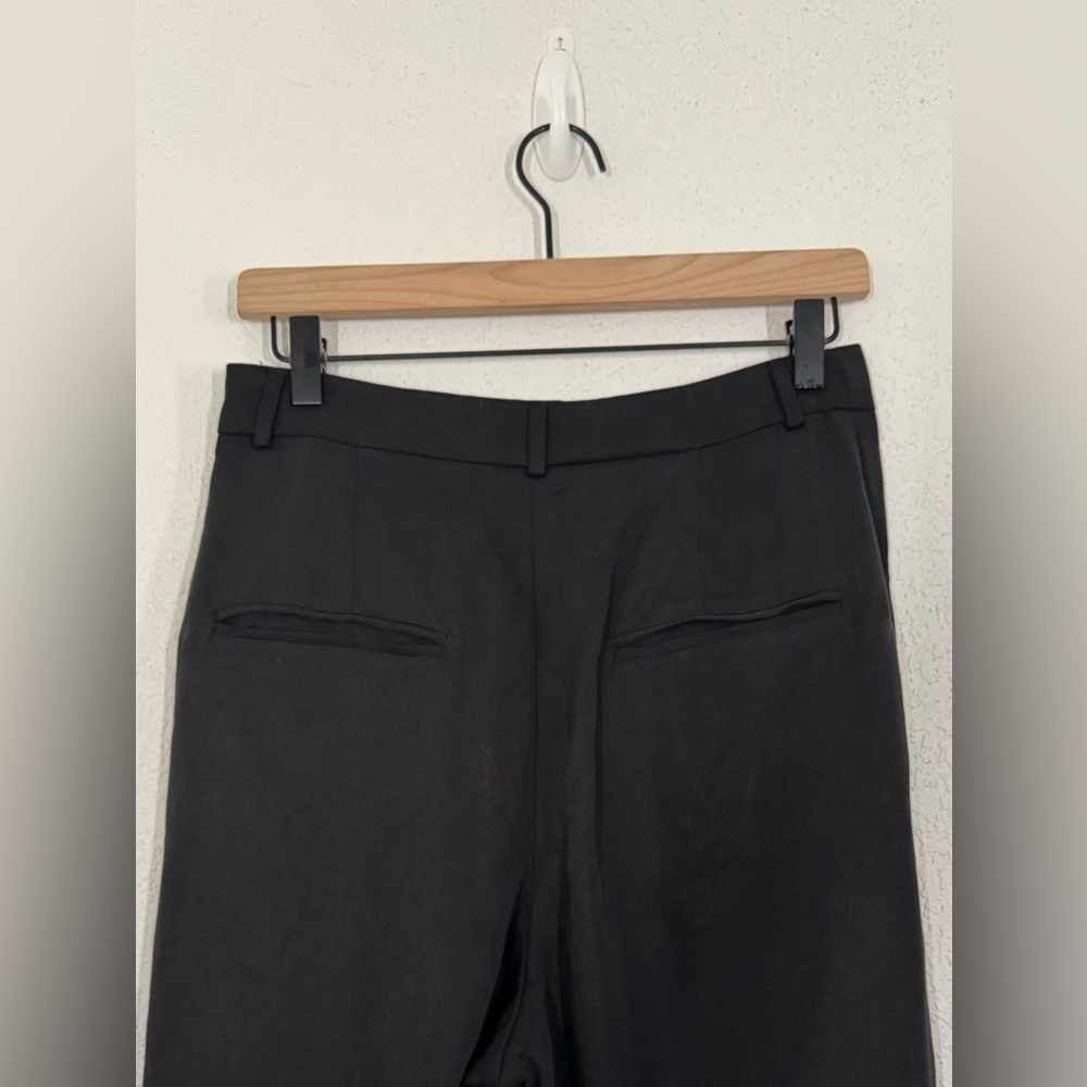 Reformation Mason Cropped Pleated Wide Leg High Rise Trouser Pant Black 6 NEW - Picture 6 of 8